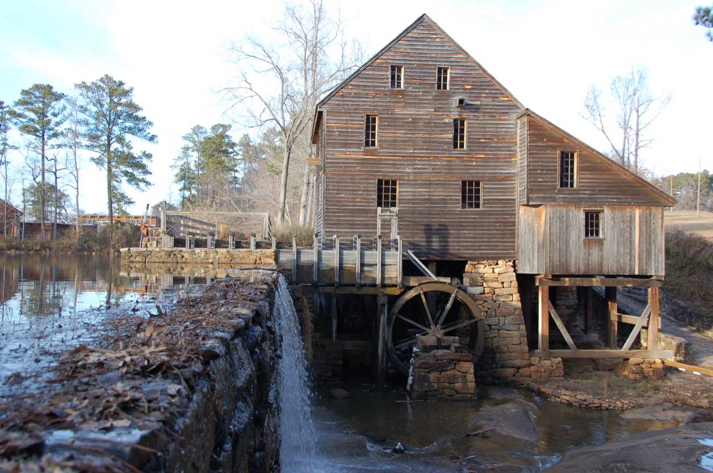 Historic Yates Mill beside its pond near Raleigh