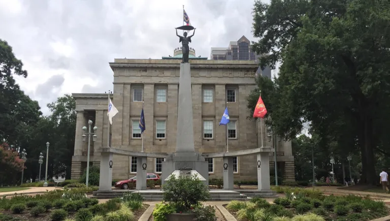North Carolina State Capitol and its tree-lined grounds