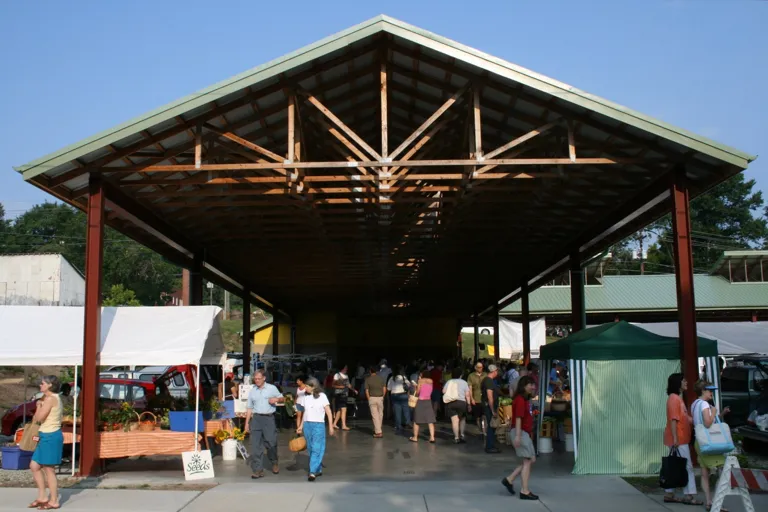 Archival photograph of Durham Farmers Market pavilion